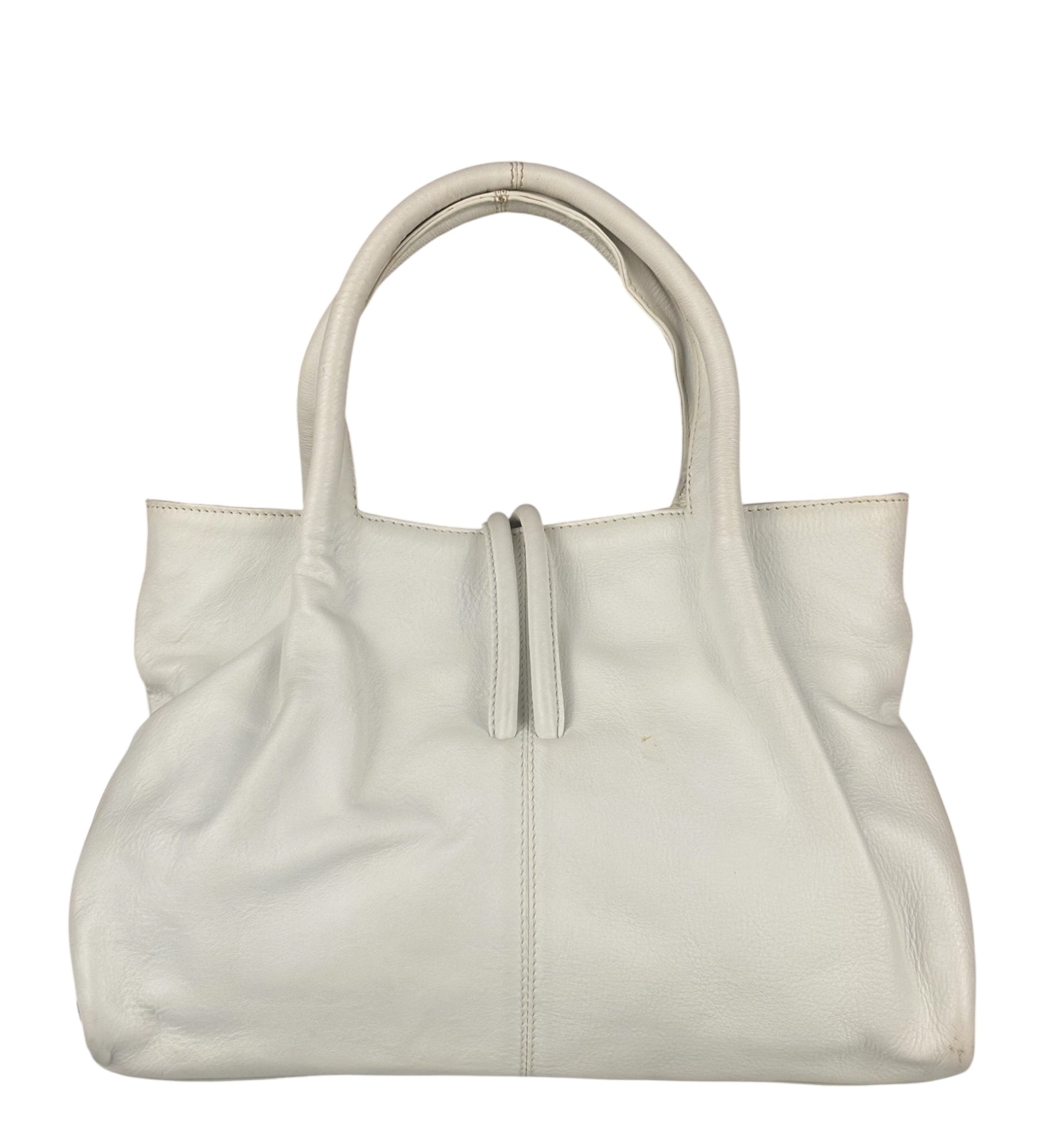 Burberry White Leather Bamboo Cinch Tote
