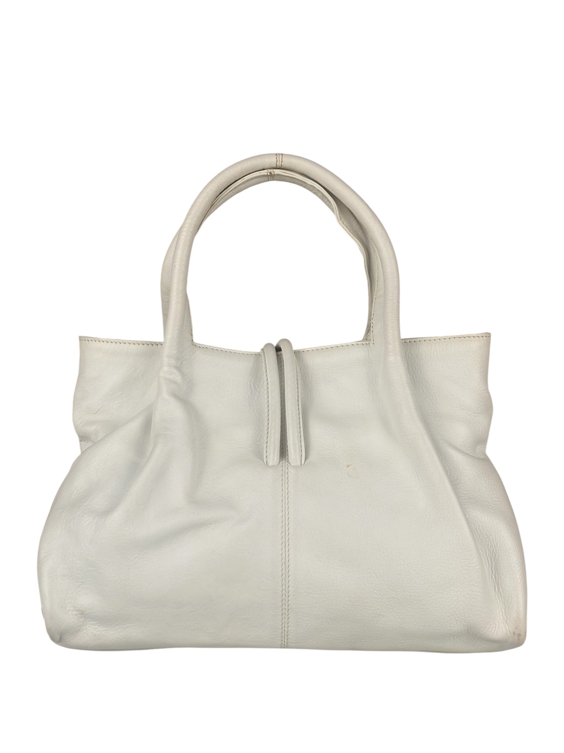 Burberry White Leather Bamboo Cinch Tote