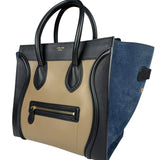 Celine Calfskin Leather/Suede Tri-Color Luggage Tote Bag