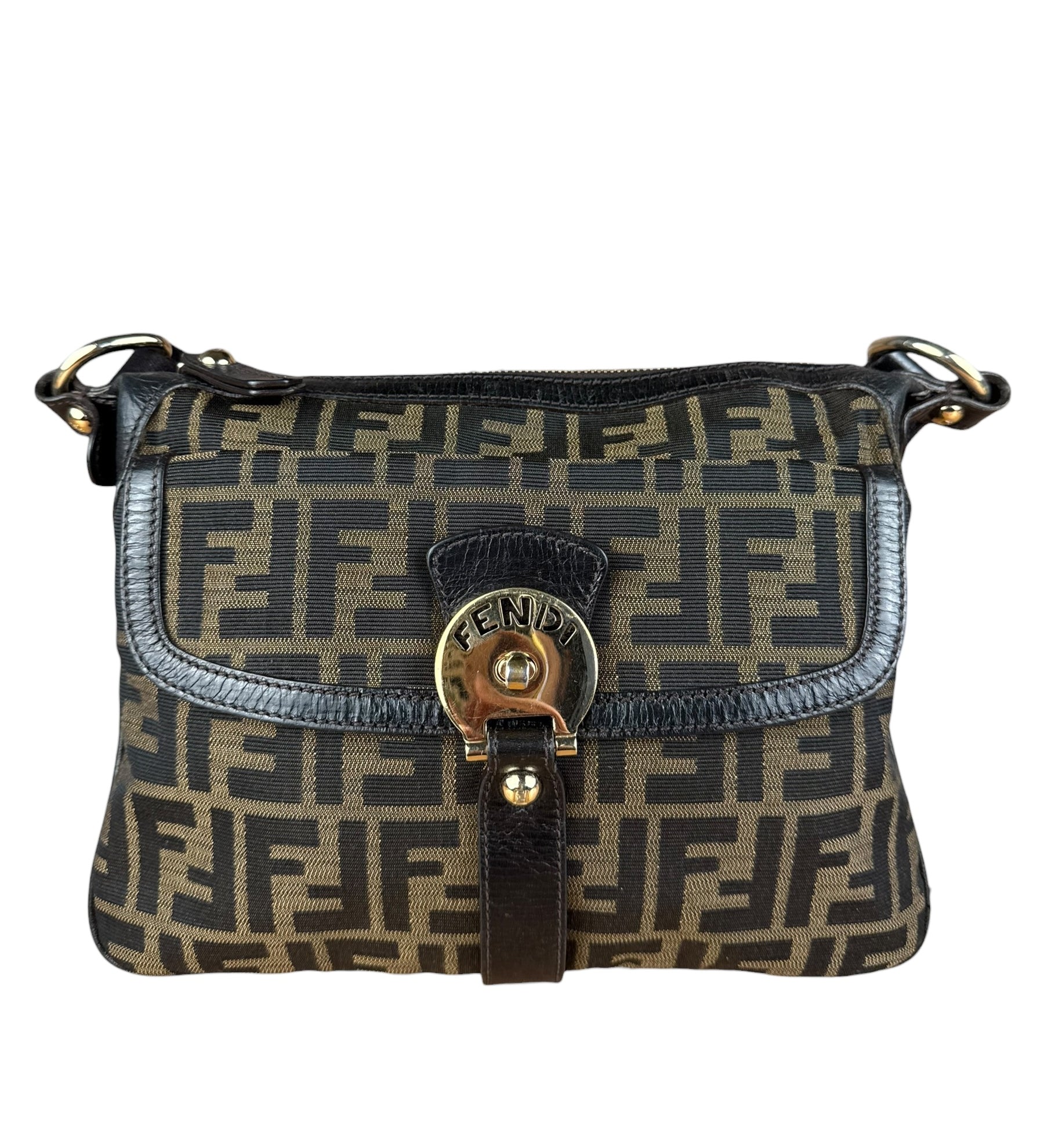 Fendi Vintage Zucca Pattern Canvas Shoulder Bag