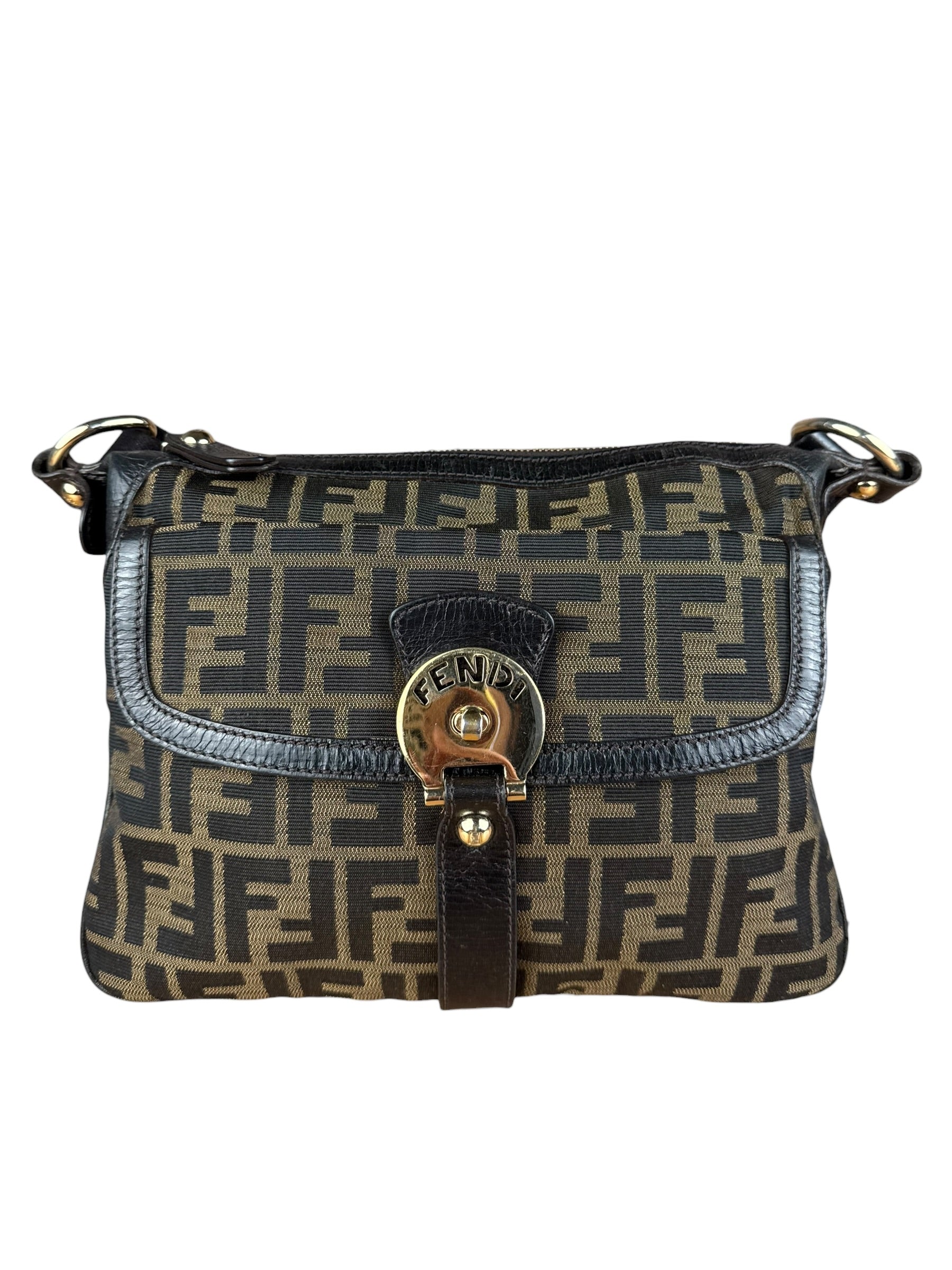 Fendi Vintage Zucca Pattern Canvas Shoulder Bag