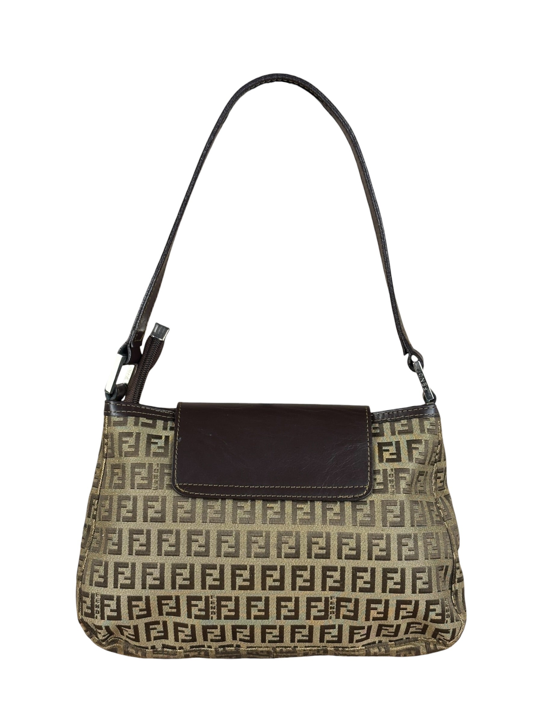 Fendi Zucchino Drawstring Flap Shoulder Bag