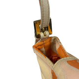 Fendi Orange Leather Trim/Satin Swirl Print Mini Baguette