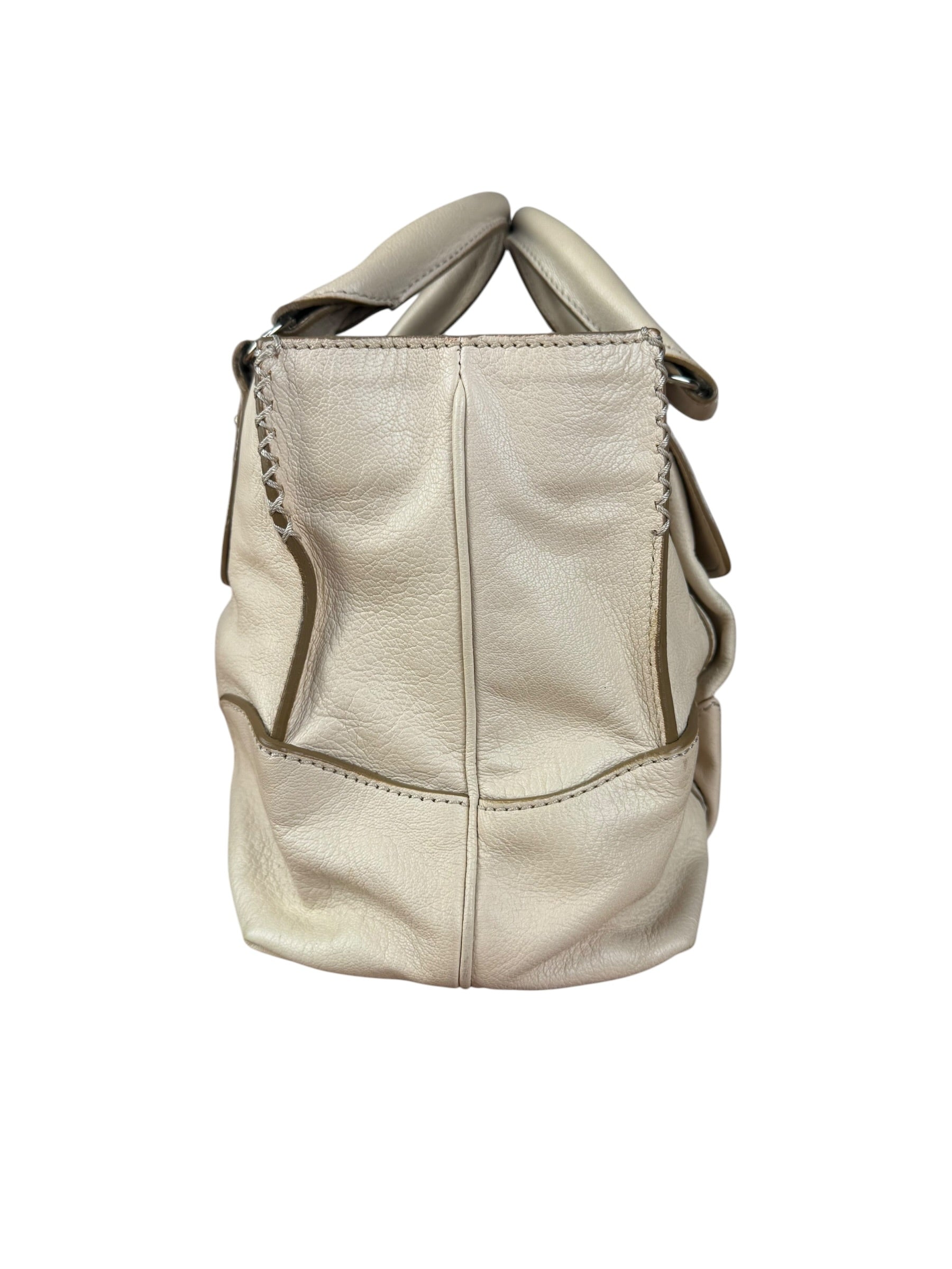 Celine Vintage Ivory Leather Boogie Handbag