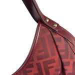 Fendi Red Leather Trim Zucca Chef Tote