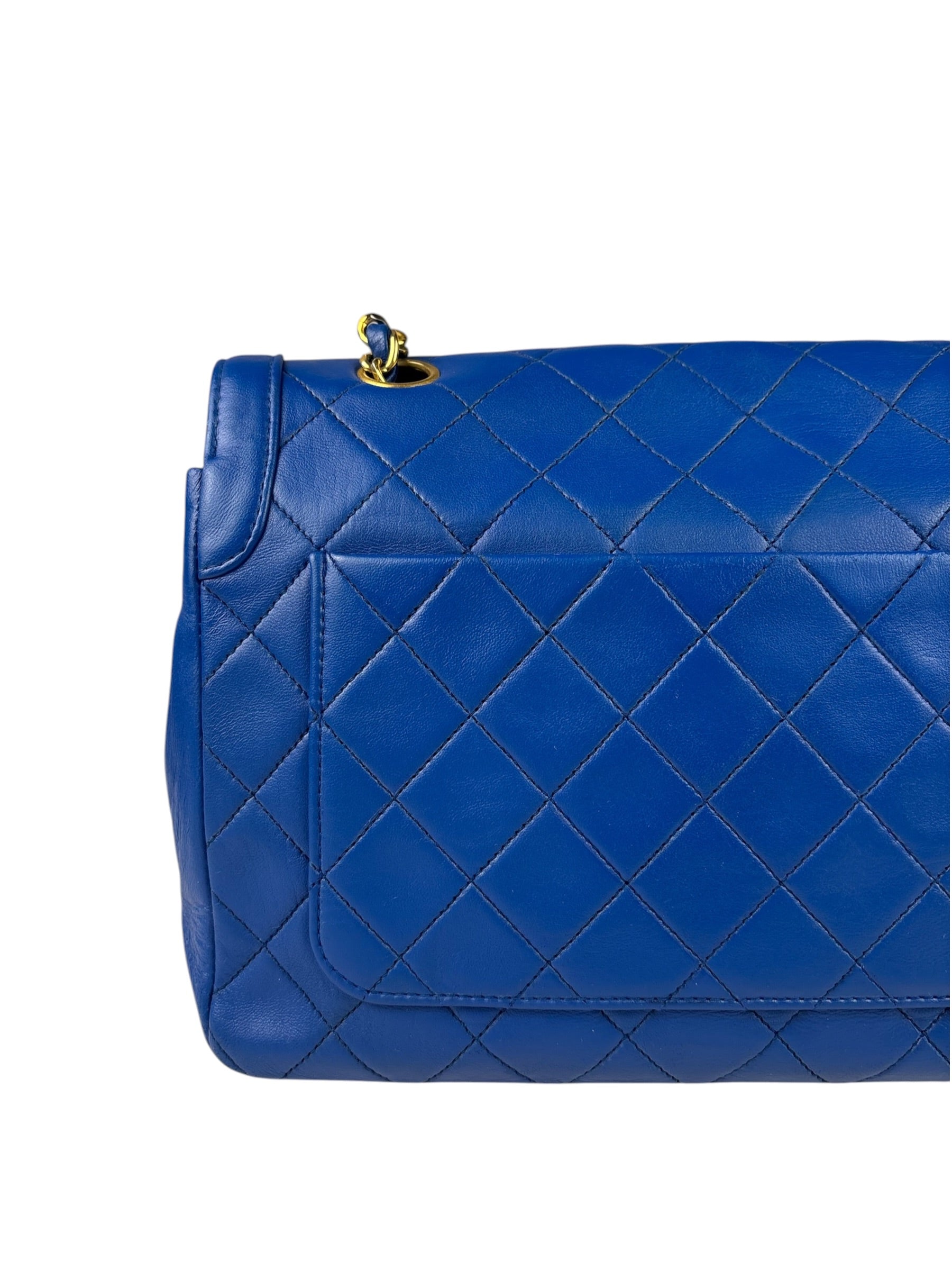 Chanel Vintage Blue Lambskin Flap Bag 1989