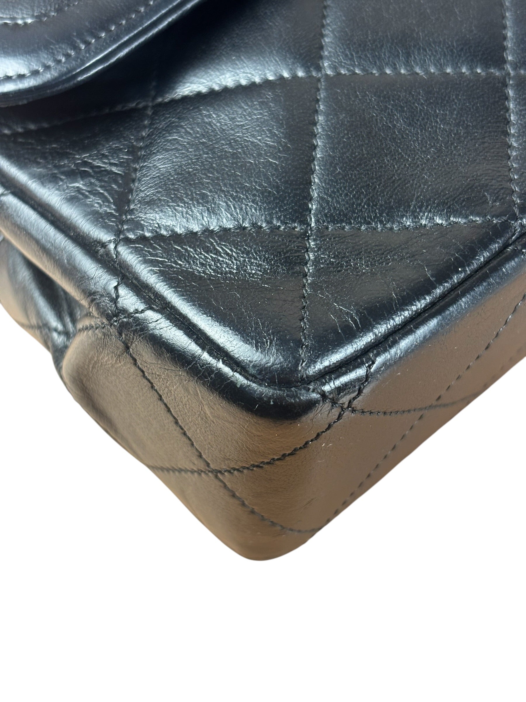 Chanel Black Quilted Two-Toned CC Double Flap Bag 90s