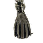 Chole Black Nylon Chain-Link Crescent Mini Hobo Bag