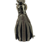 Chole Black Nylon Chain-Link Crescent Mini Hobo Bag