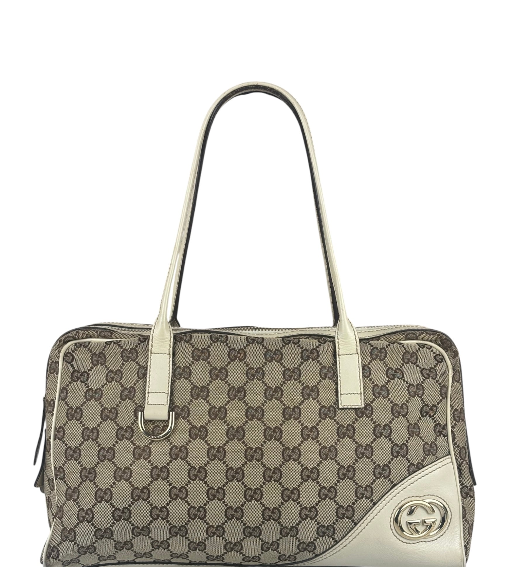 Gucci GG Beige Ivory Leather Shoulder Bag