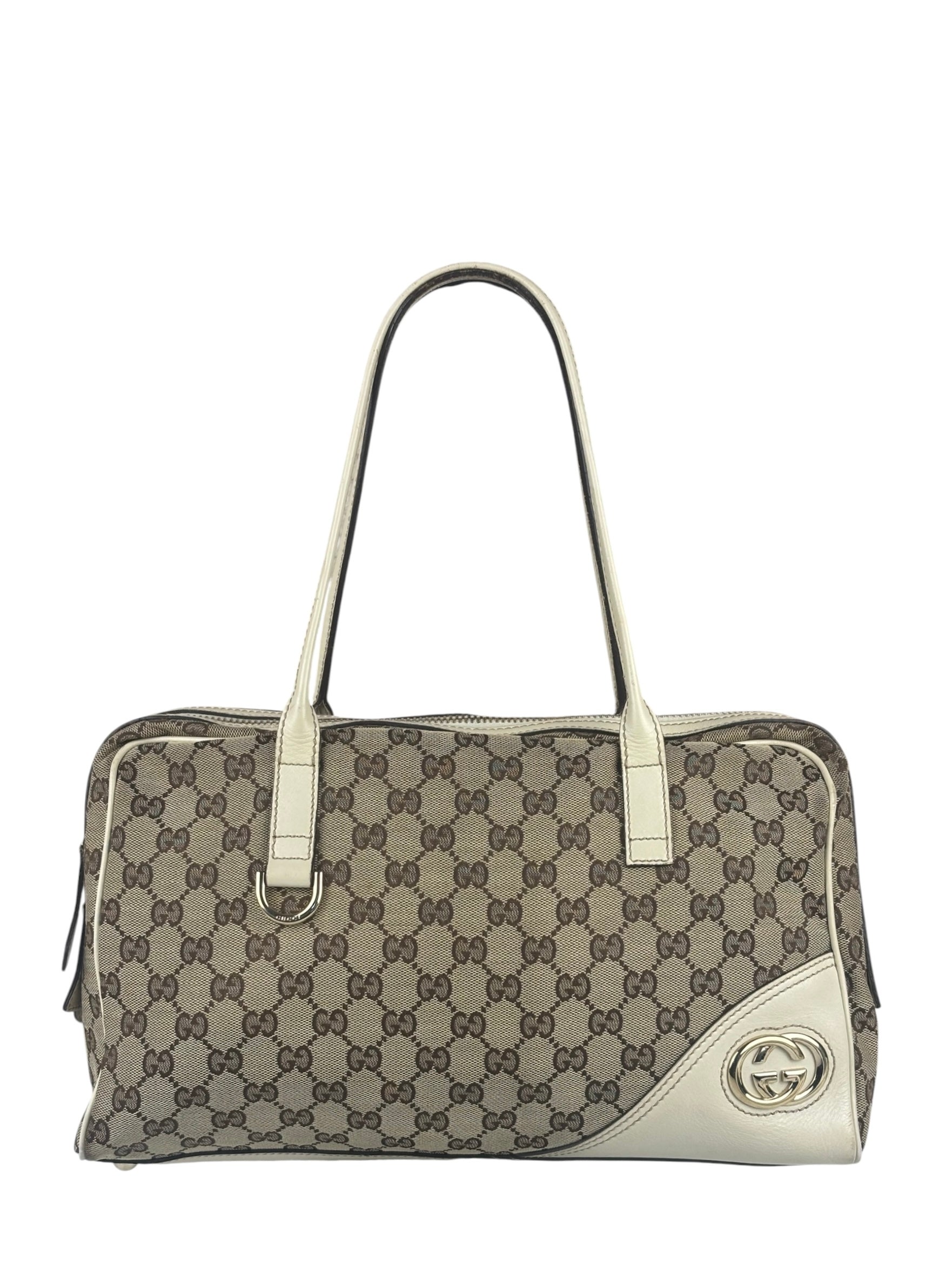 Gucci GG Beige Ivory Leather Shoulder Bag