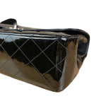 Chanel Black Patent Quilted Leather Classic Flap Bag 2009