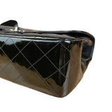 Chanel Black Patent Quilted Leather Classic Flap Bag 2009