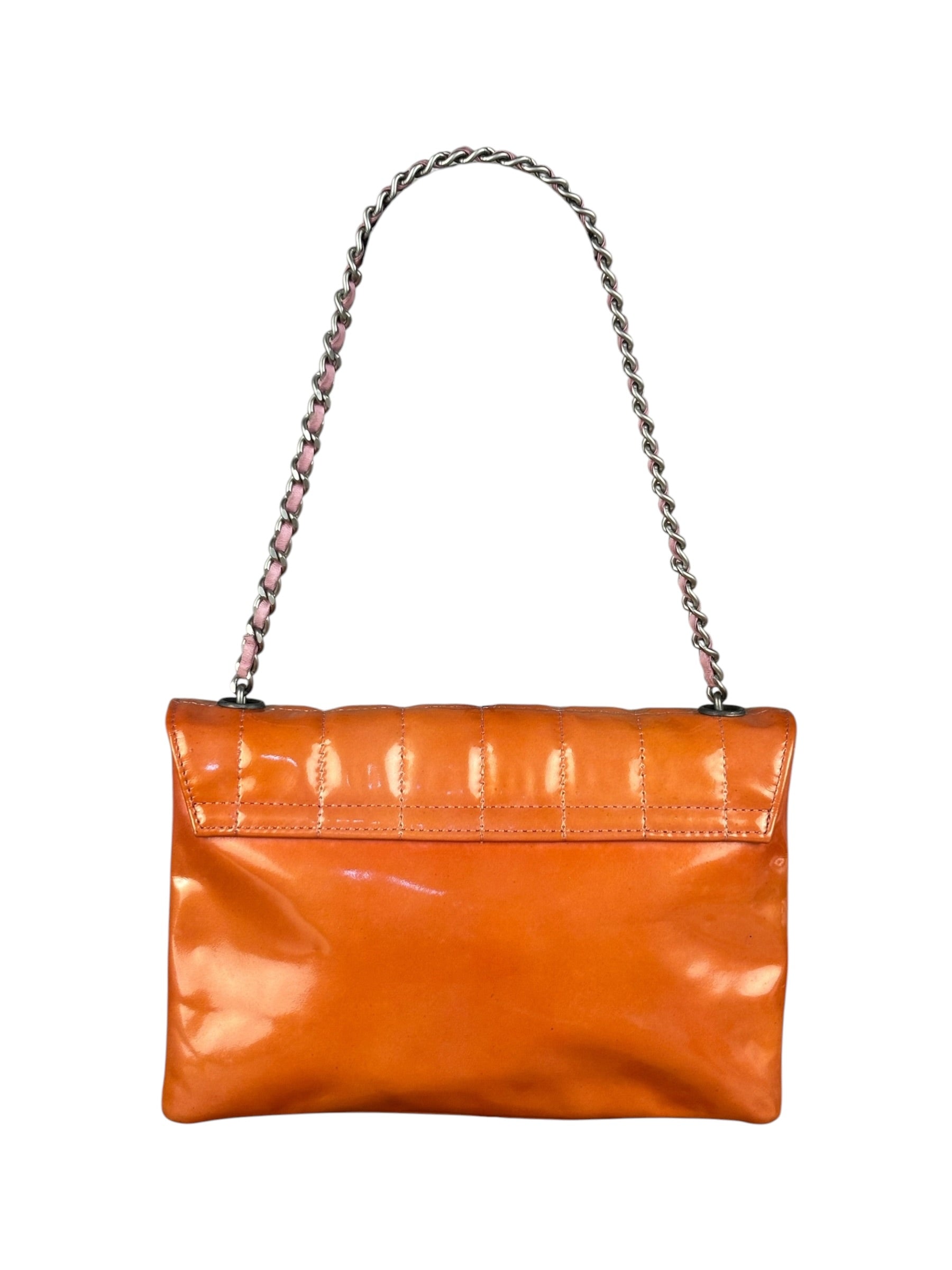 Chanel Orange/Pink Chocolate Bar Keyboard Digital Flap Shoulder Bag 2001