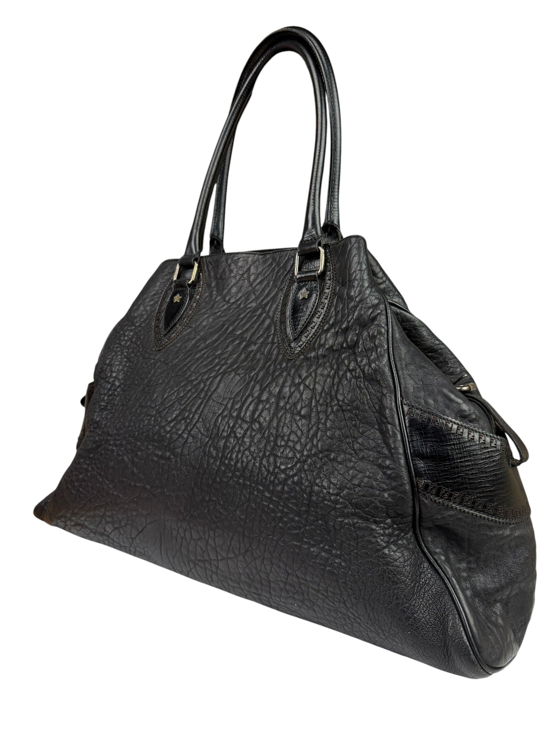 Fendi Black Leather Etniko Du Jour Shoulder Bag