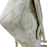 Chanel White Denim/Leather Trim Greek Collection Flower Double Flap Bag 2018