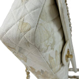 Chanel White Denim/Leather Trim Greek Collection Flower Double Flap Bag 2018