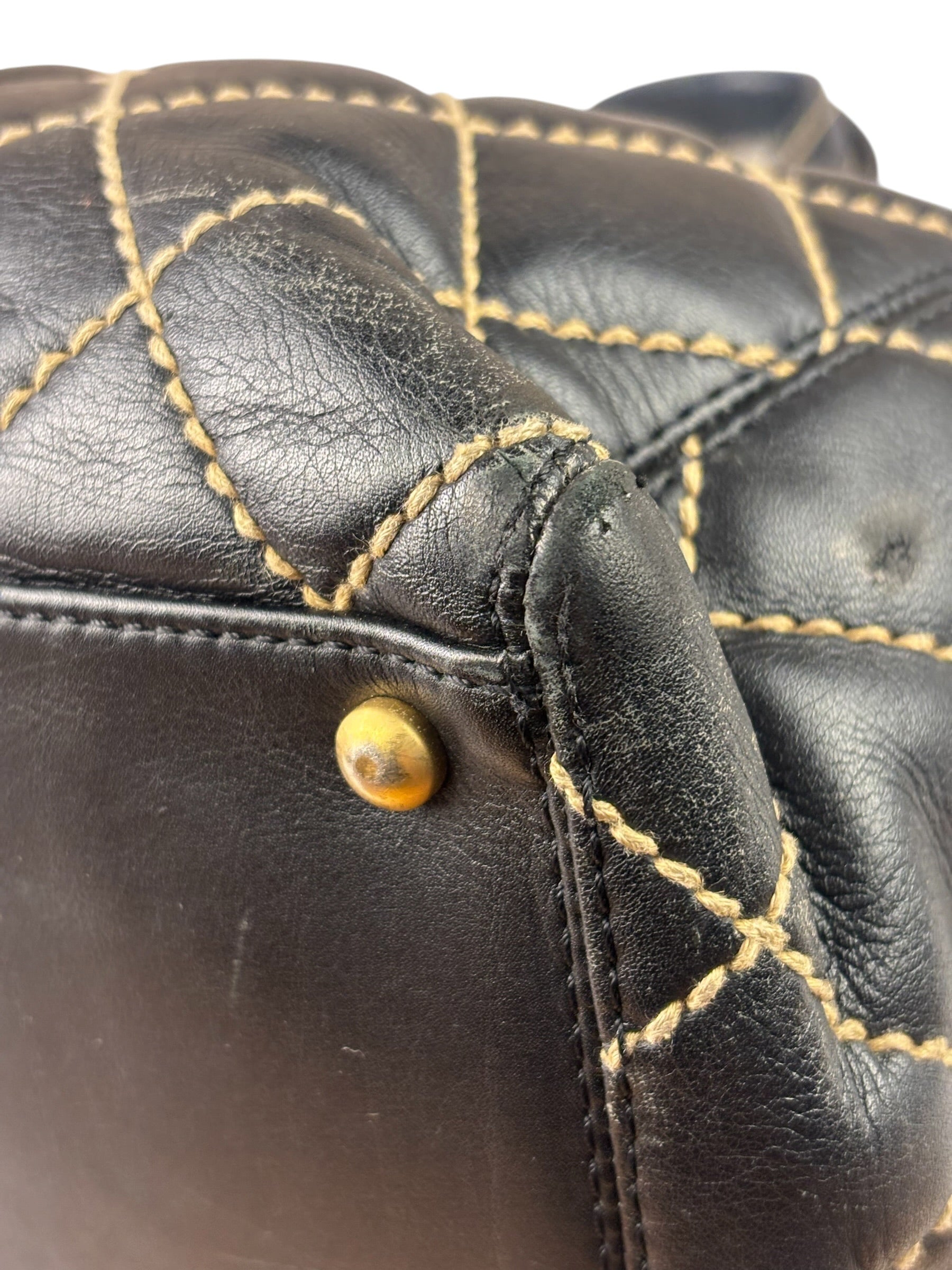 Chanel Black Leather Wild Stitch Surpique Tote 2005