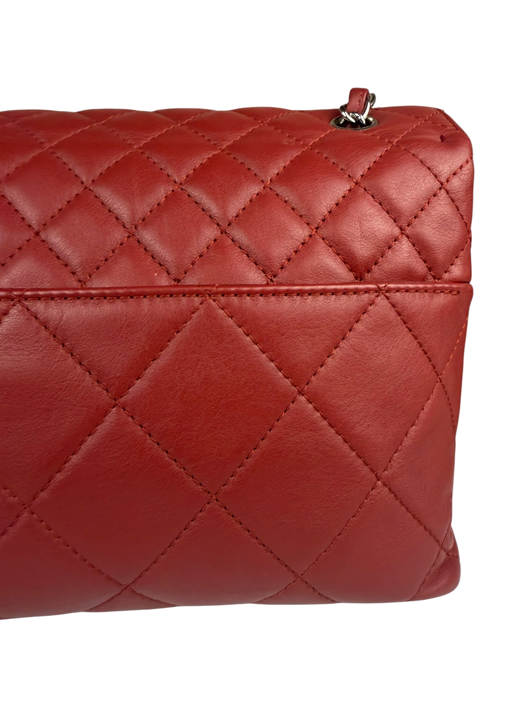 Chanel Red Qulited Leather Flap Shoulder Bag 2011