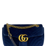 Gucci GG Blue Velvet Marmont Chain Shoulder Bag