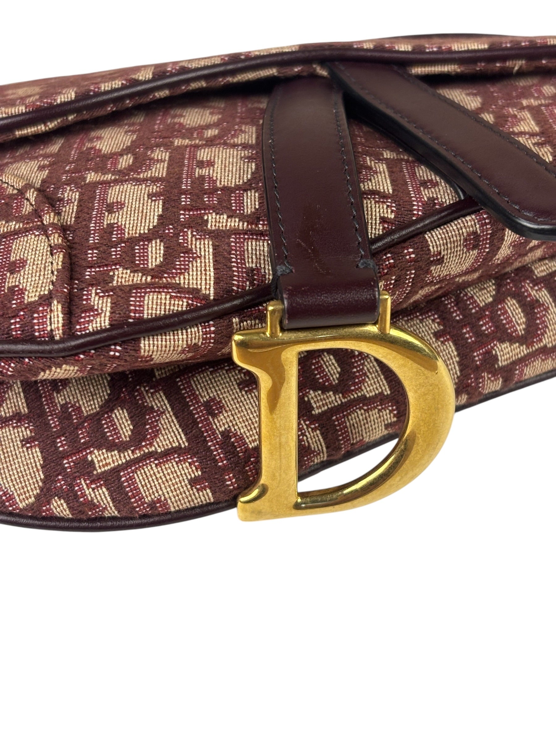 Christian Dior Burgundy Trotter Mini Saddle Bag
