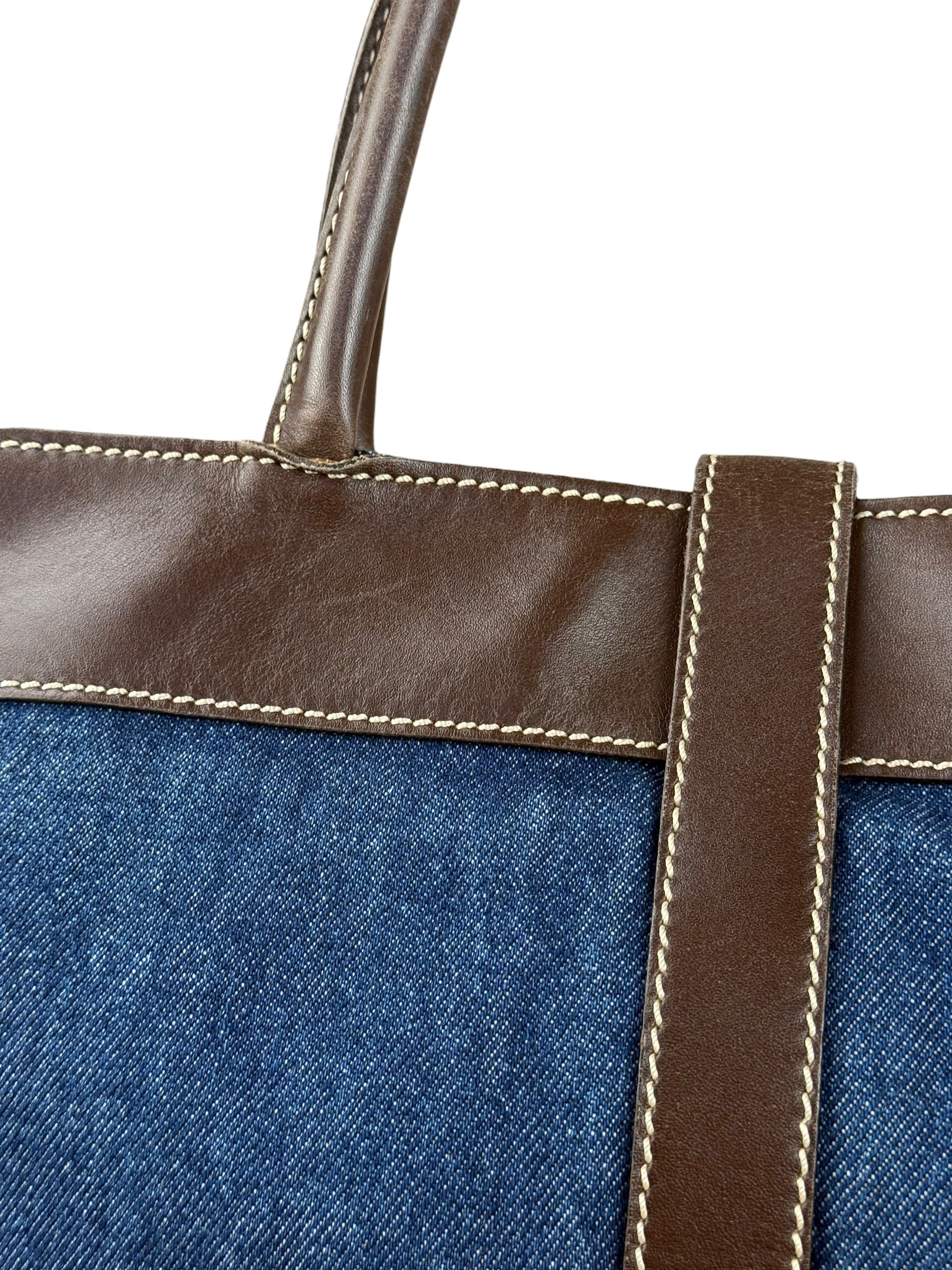 Chanel Denim CC Leather Lined Tote Bag 2001