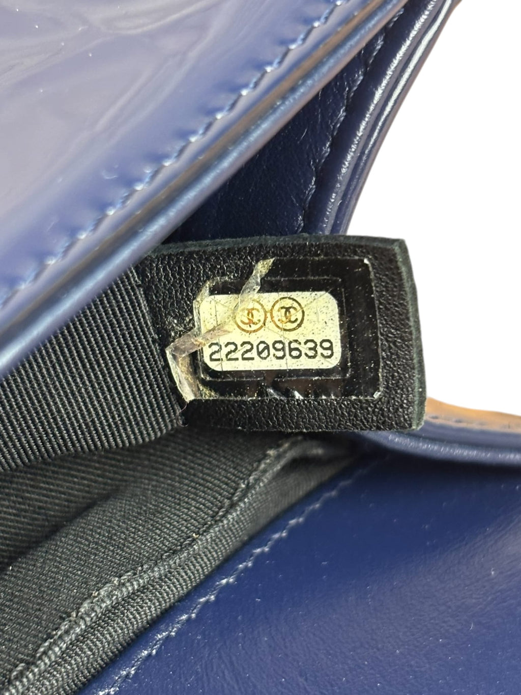 Chanel Navy Patent Quilted Leather Boy Flap Bag 2016