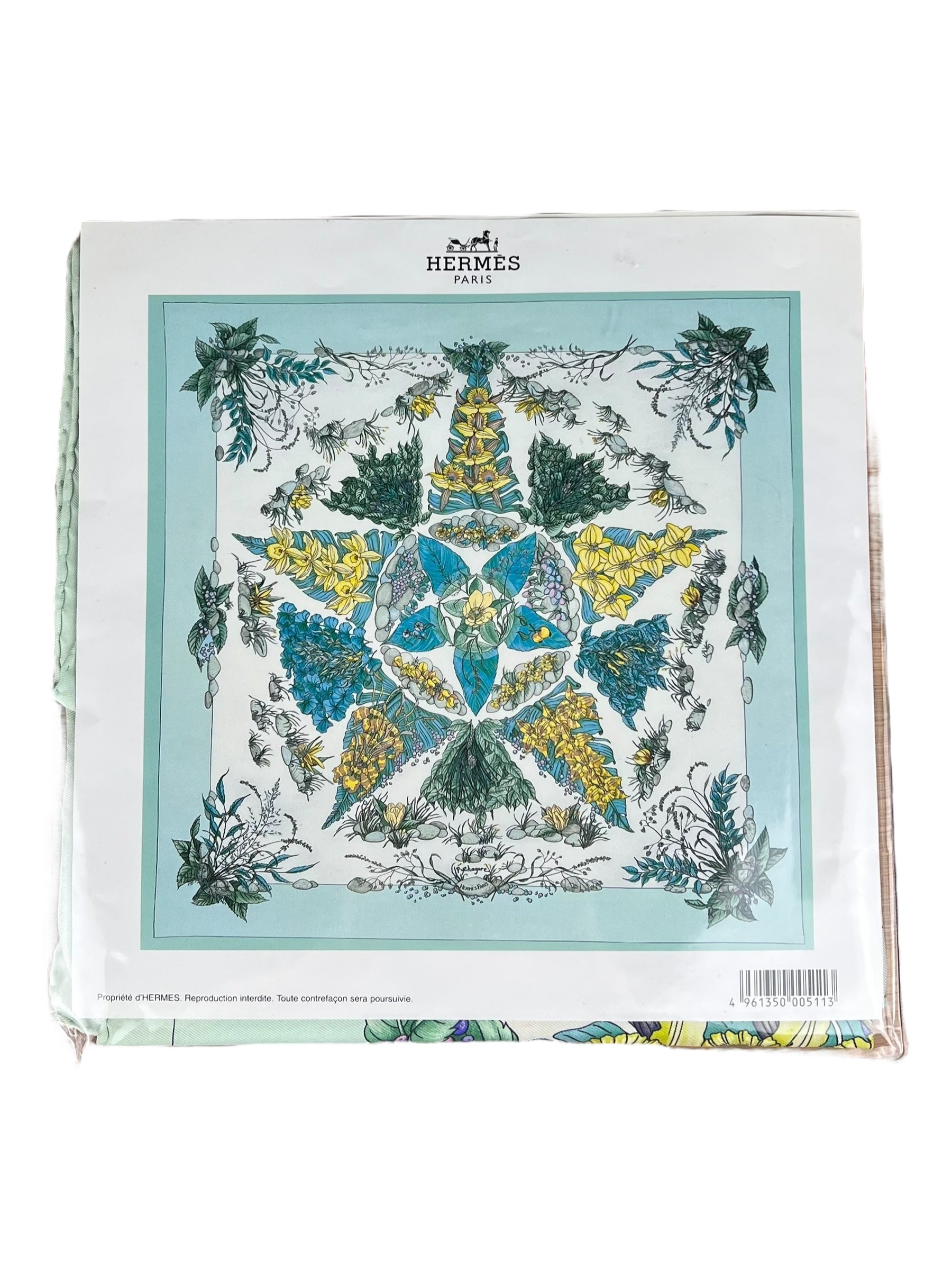 Hermes Floral Scarf Blue