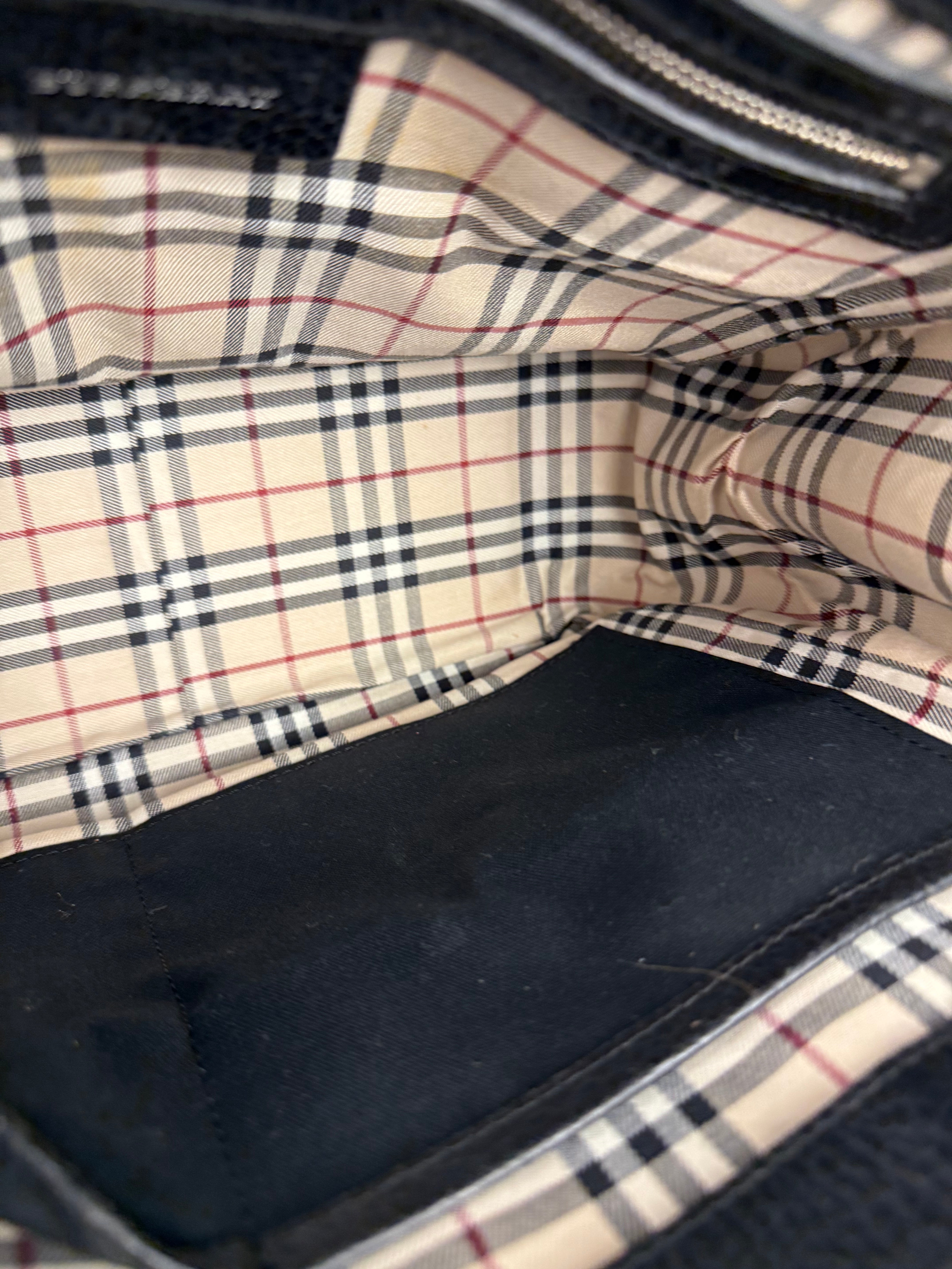 Burberry Black Pebbled Leather Tote Handbag