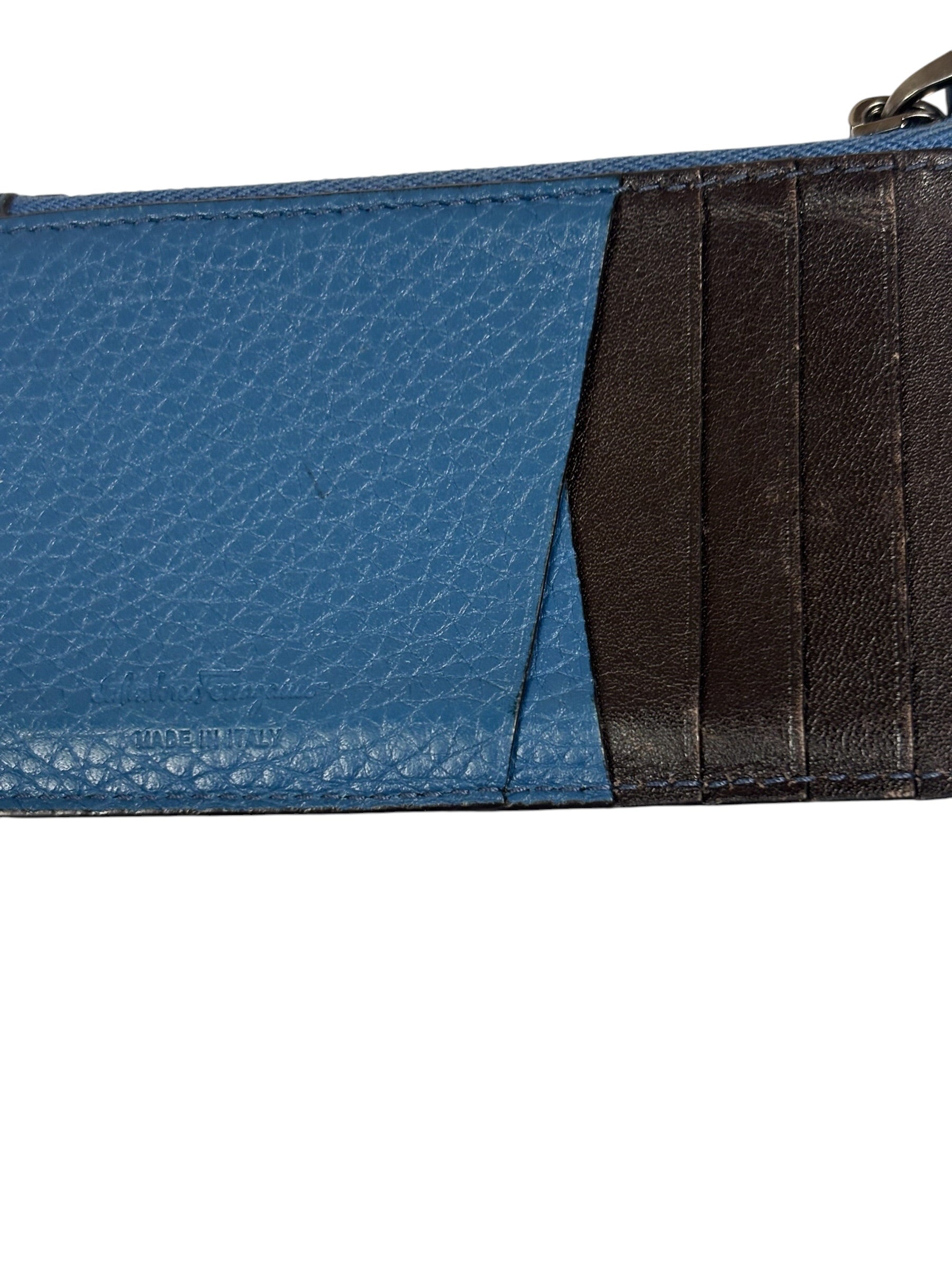 Salvatore Ferragamo Navy Calfskin Coin/Card Holder