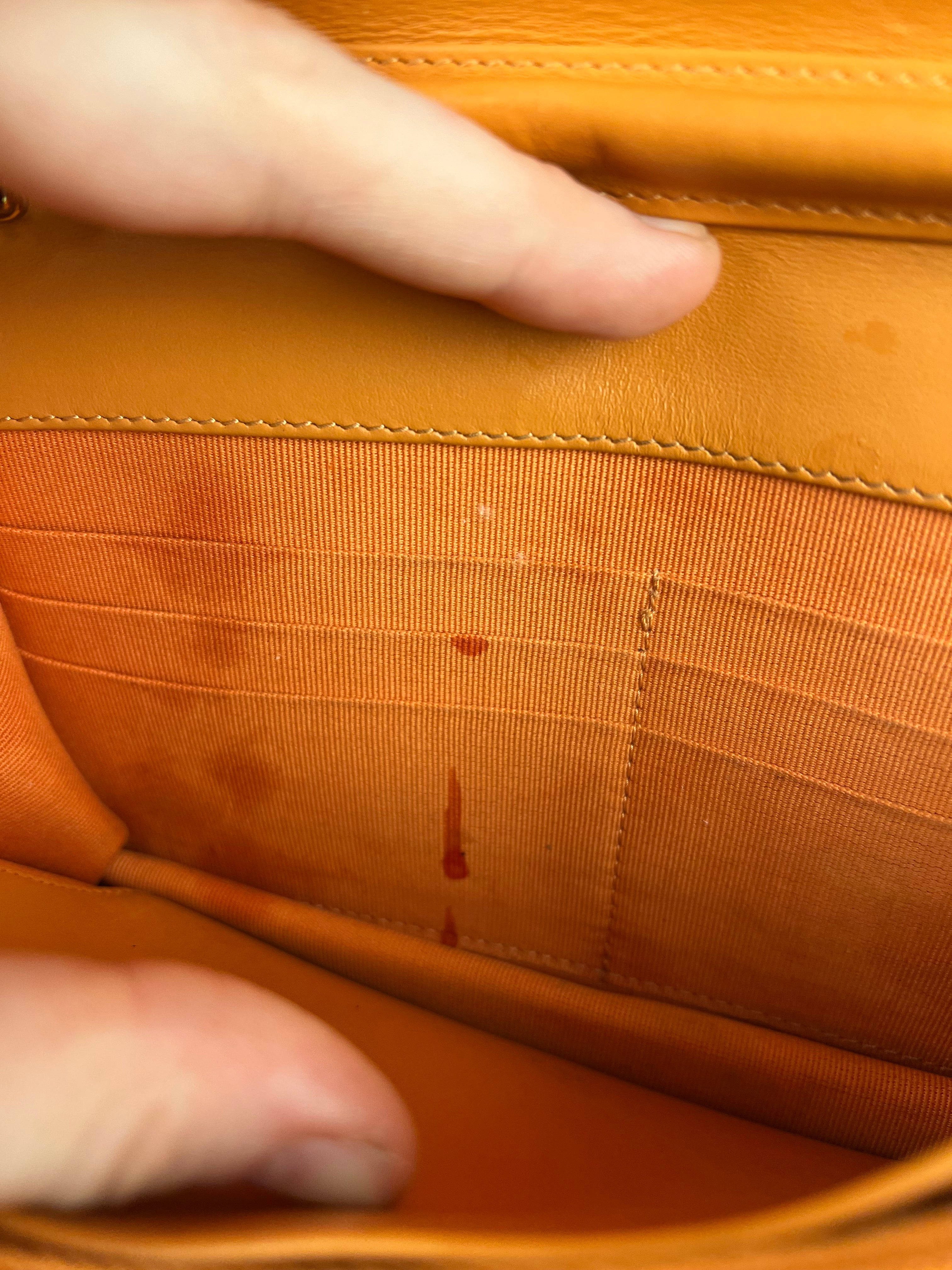 Chanel Orange Patent Leather Flap Wallet on Chain Bag