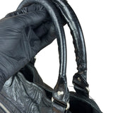 Balenciaga Vintage Black Leather Classic Square Zip Shoulder Tote Bag