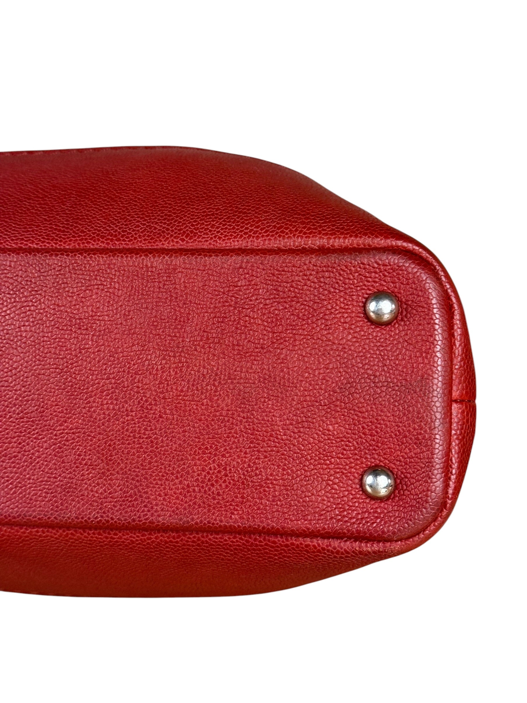 Chanel Red Quilted Caviar Be CC 2Way Tote Bag 2014
