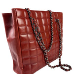 Chanel Red Lambskin Chocolate Bar Mademoiselle Reissue Square Tote  2004