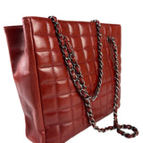 Chanel Red Lambskin Chocolate Bar Mademoiselle Reissue Square Tote  2004