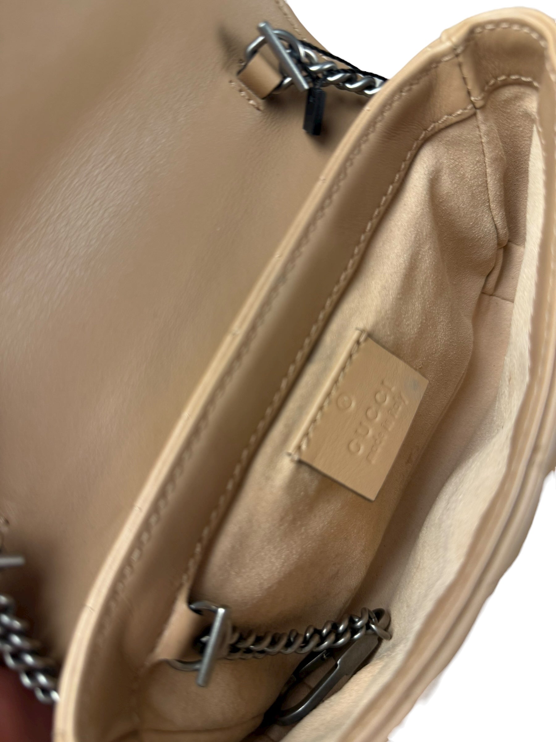 Gucci GG Marmont Matelasse Leather Mini Crossbody Bag Beige