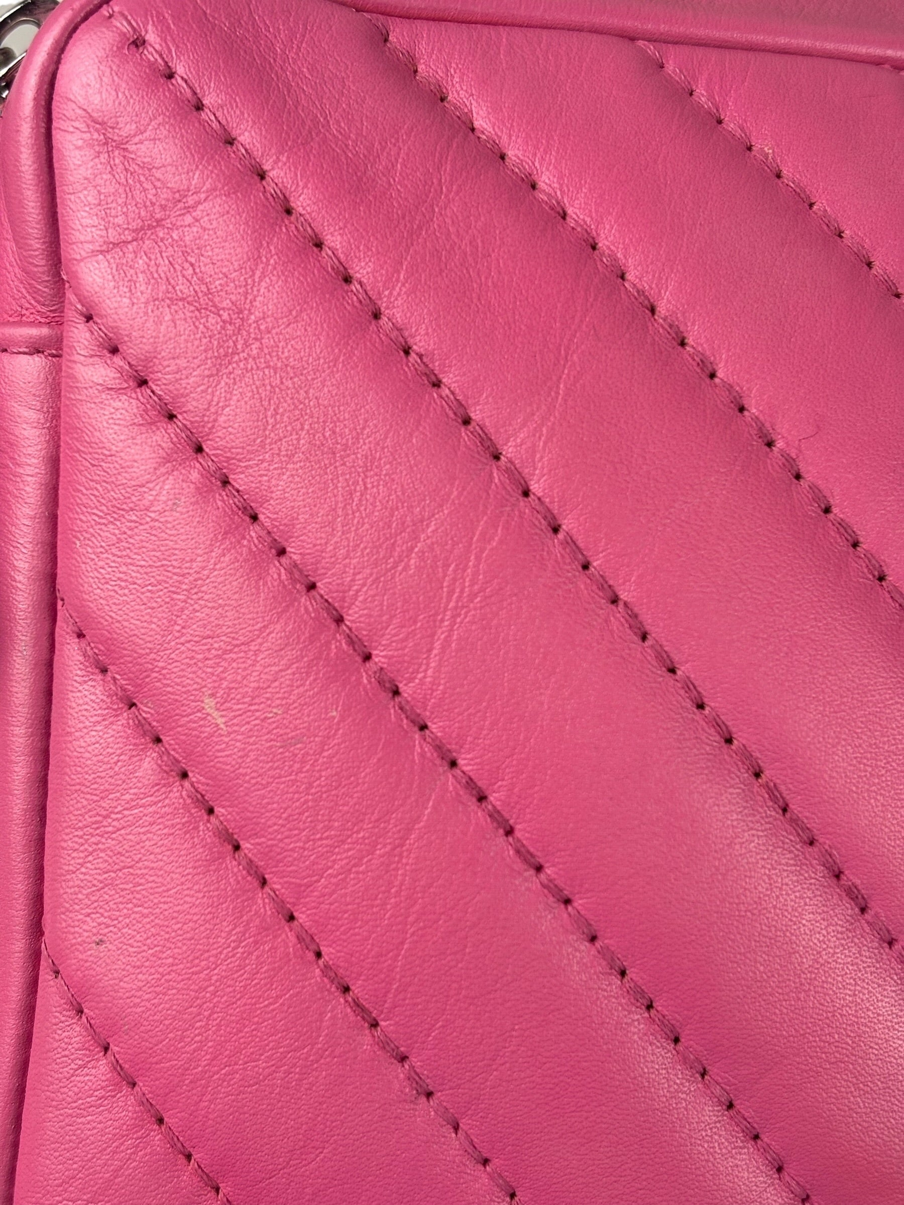 Chanel Pink Chevron Leather Promenade Chain Shoulder Bag 2018