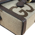 Gucci Brown Leather Trim Monogram Jumbo GG Mini Shoulder Bag