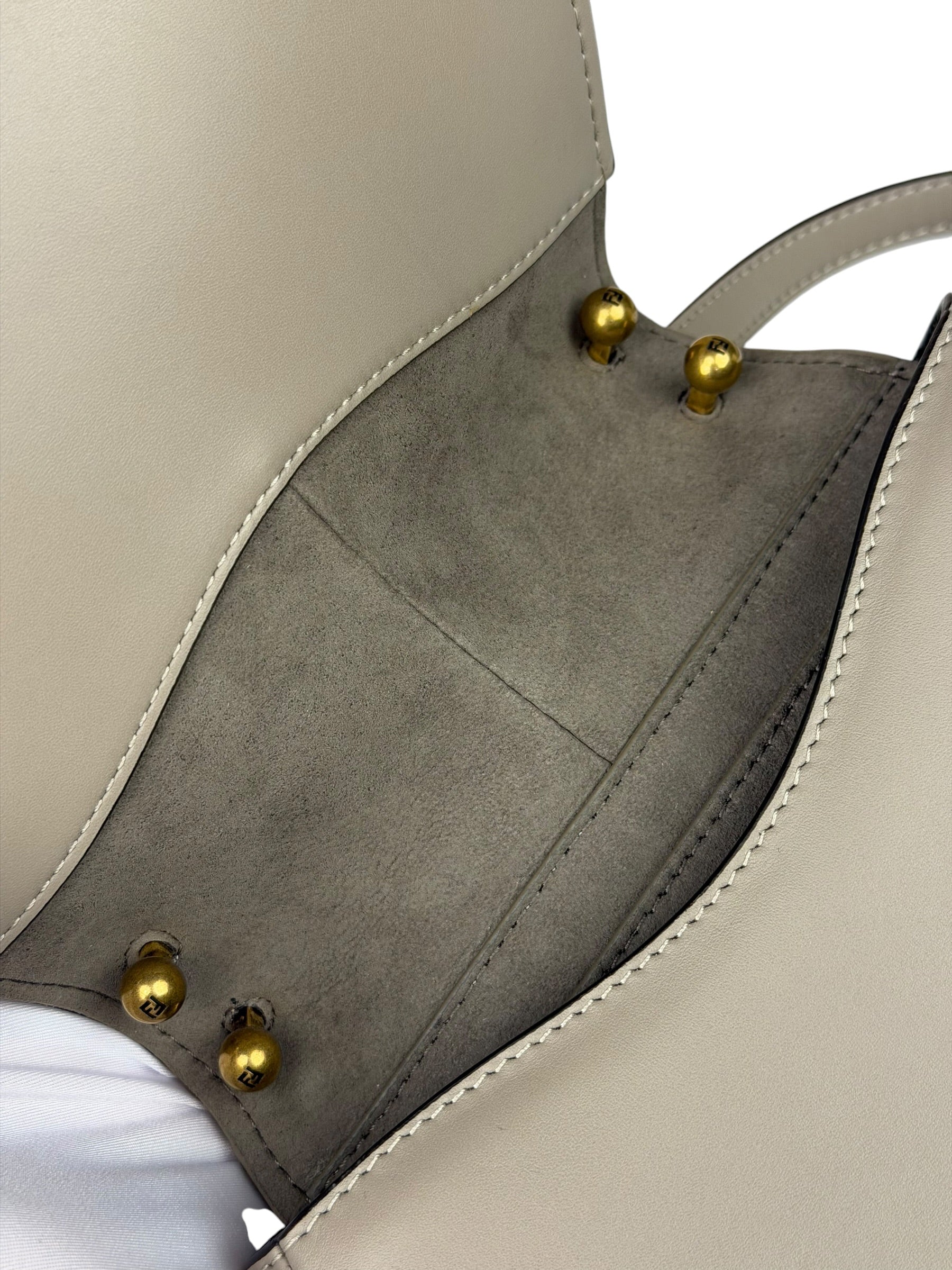 Fendi Dove Gray Leather C'mon Crossbody Bag