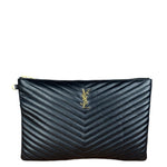 YSL Black Quilted Leather Cassandre Matelasse Pouch