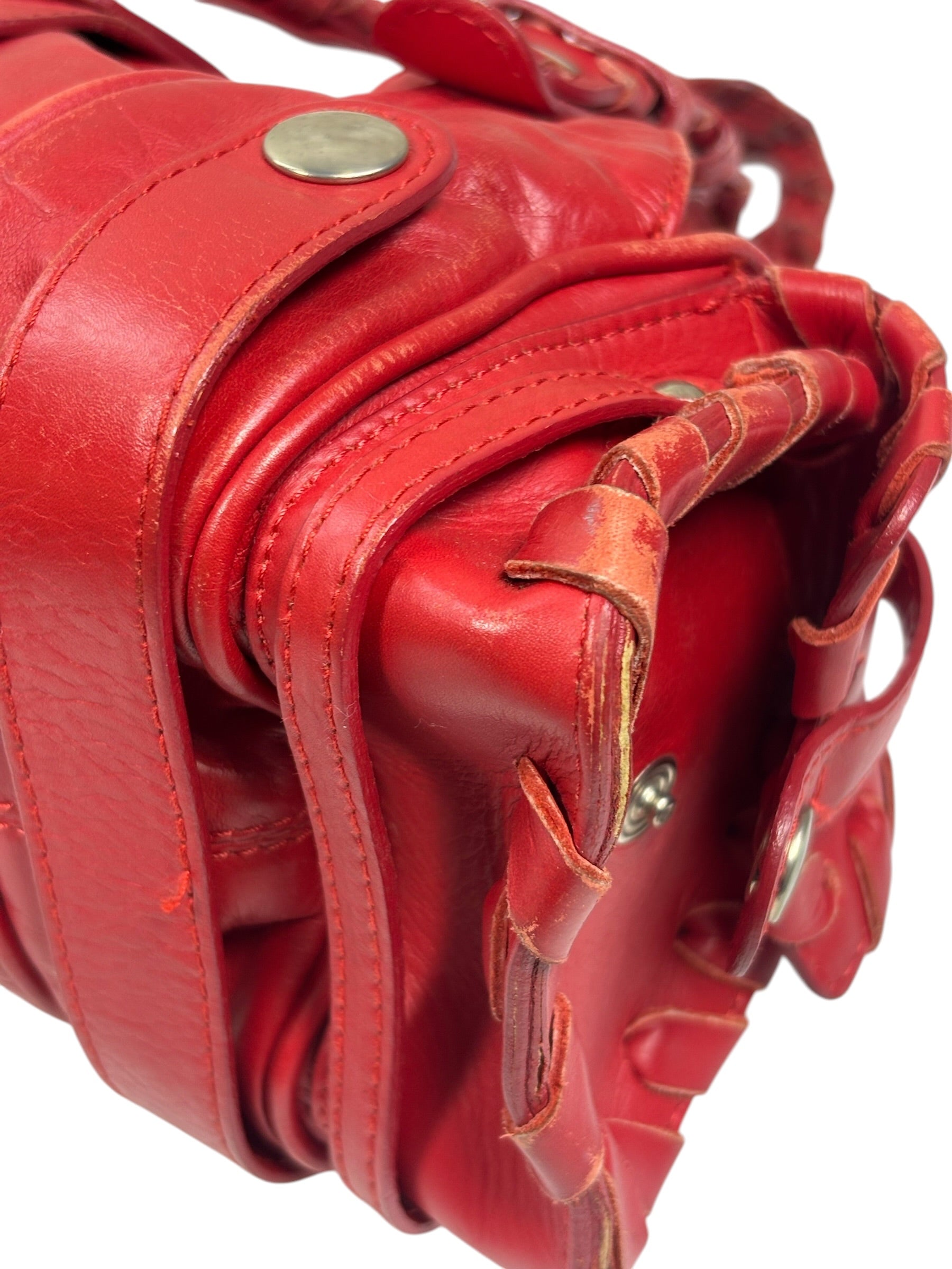 Chloe Red Leather Silverado Shoulder Bag