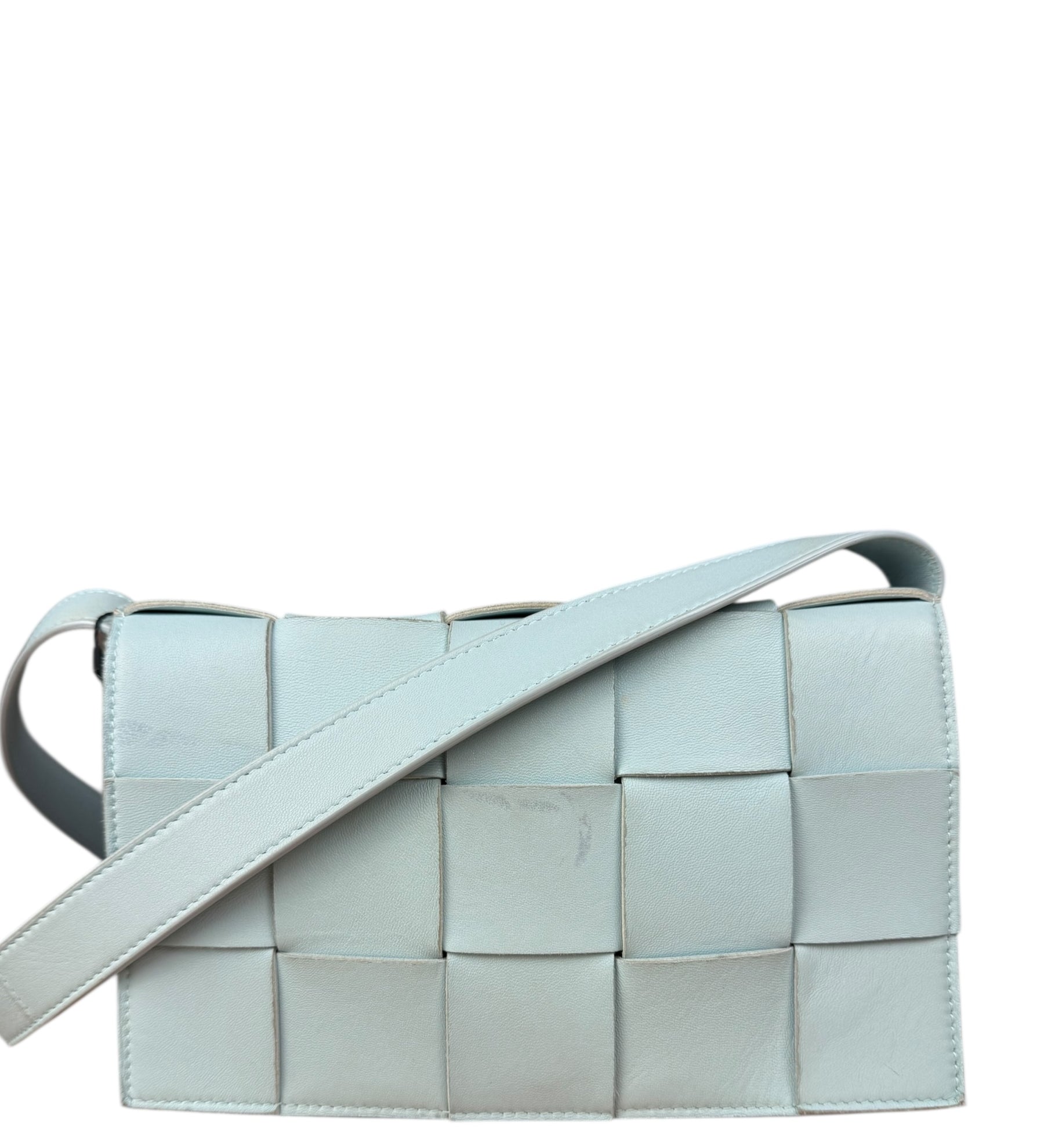 Bottega Veneta Intrecciato Leather Casette Crossbody Blue