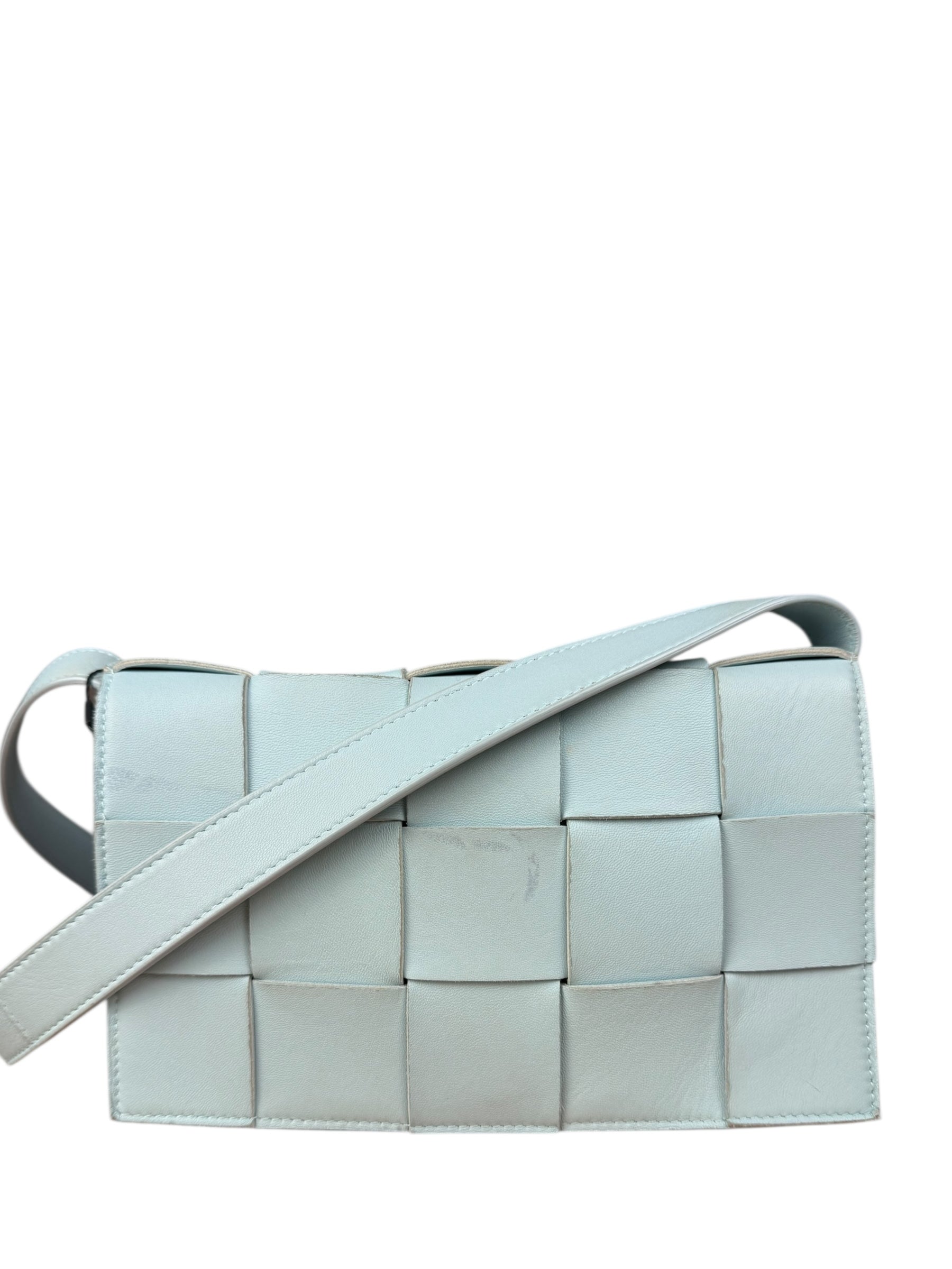 Bottega Veneta Intrecciato Leather Casette Crossbody Blue