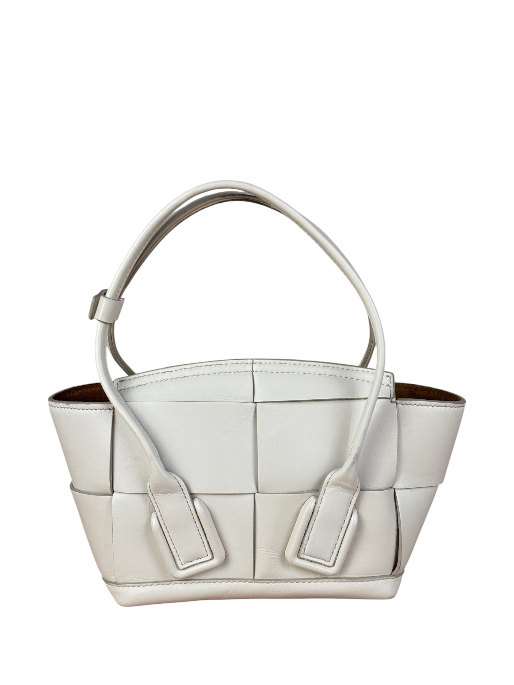 Bottega Veneta Cream Leather Mini Arco Two-Way Bag
