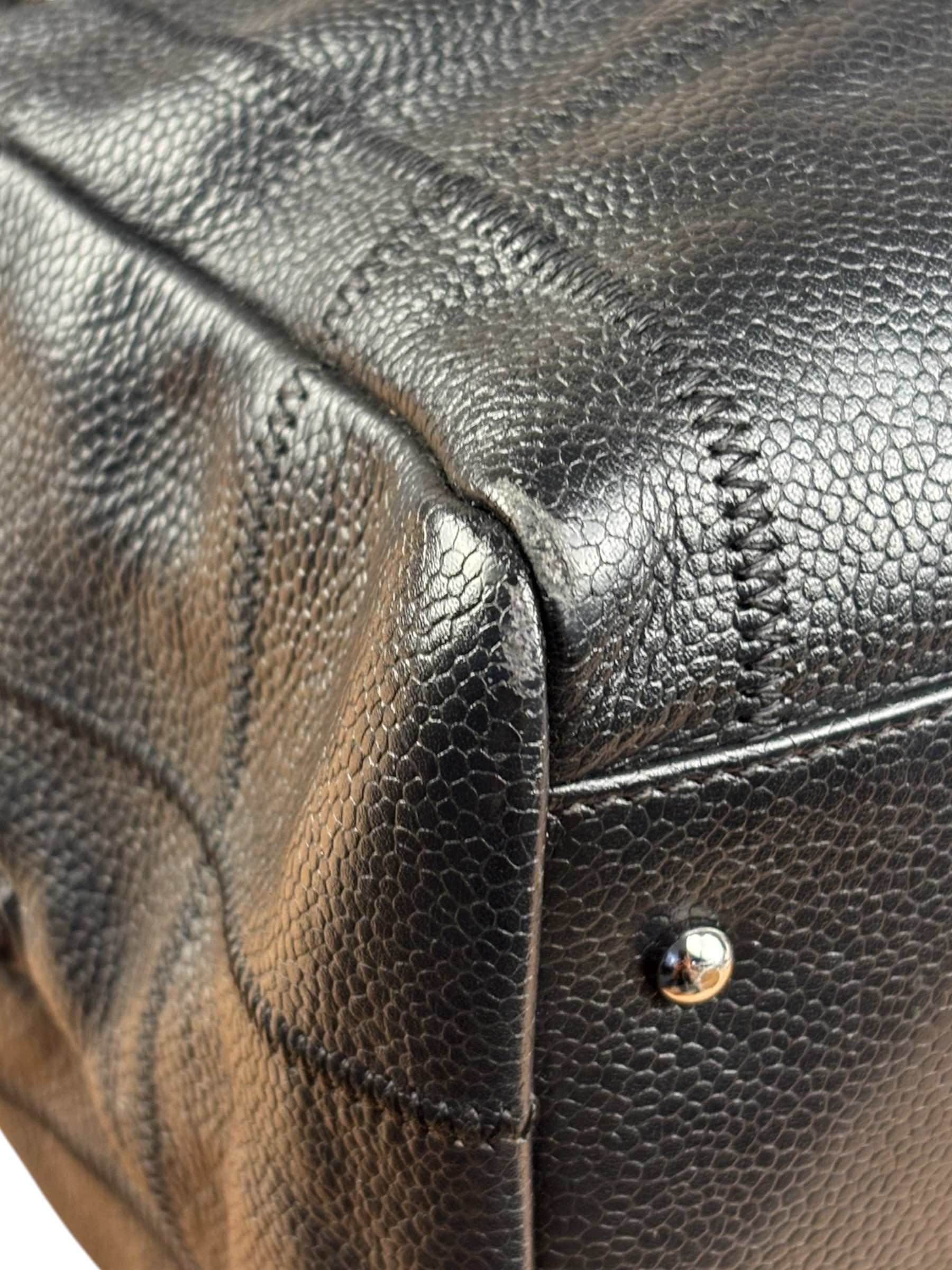 Chanel Black Leather Chocolate Bar Square-Stitched Bowler Shoulder Bag 2005