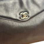 Chanel Vintage Black Calfskin Front Pocket Tote 1997