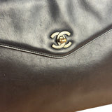 Chanel Vintage Black Calfskin Front Pocket Tote 1997