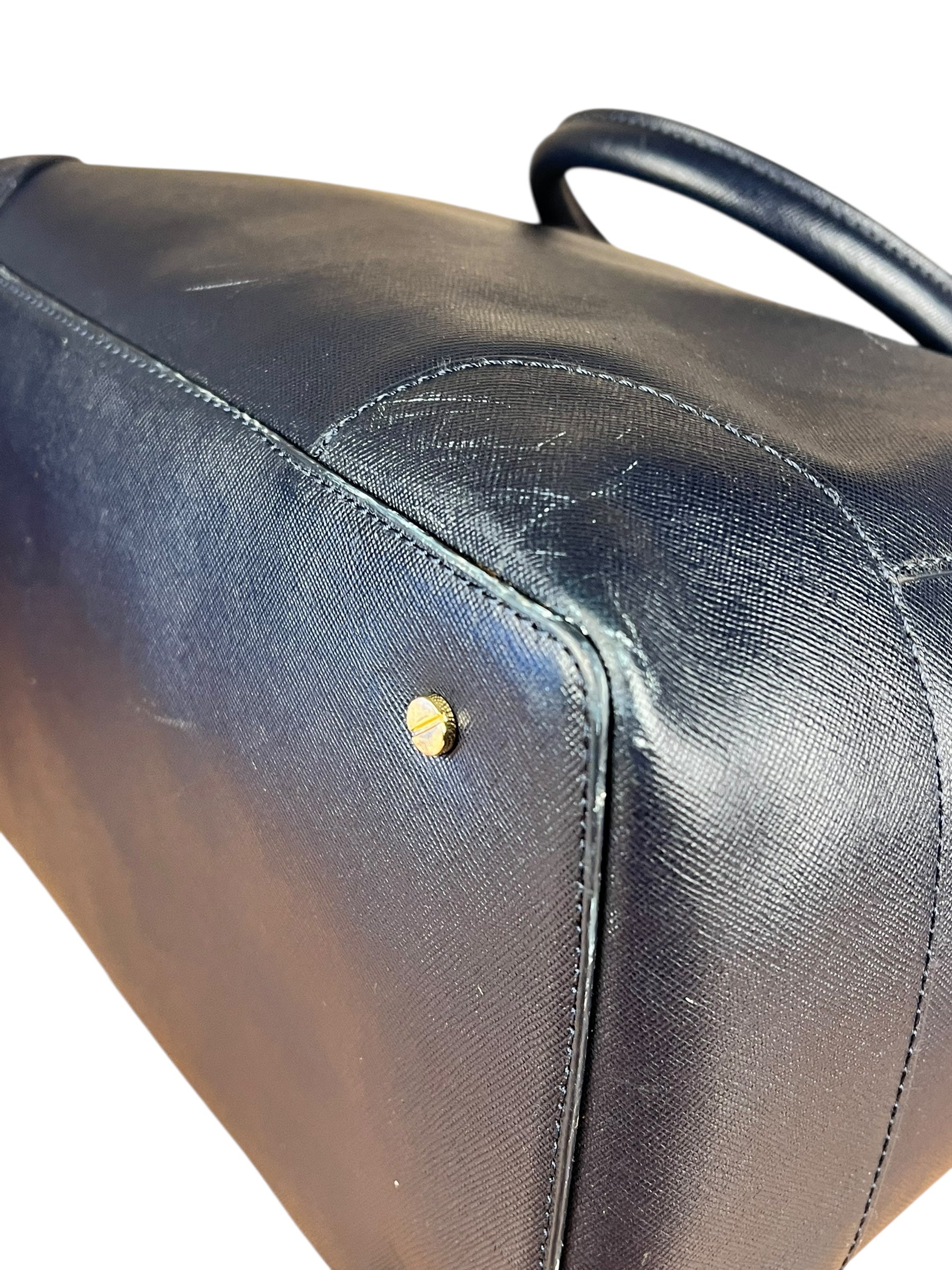 Tory Burch Saffiano Leather Navy Boston Bag