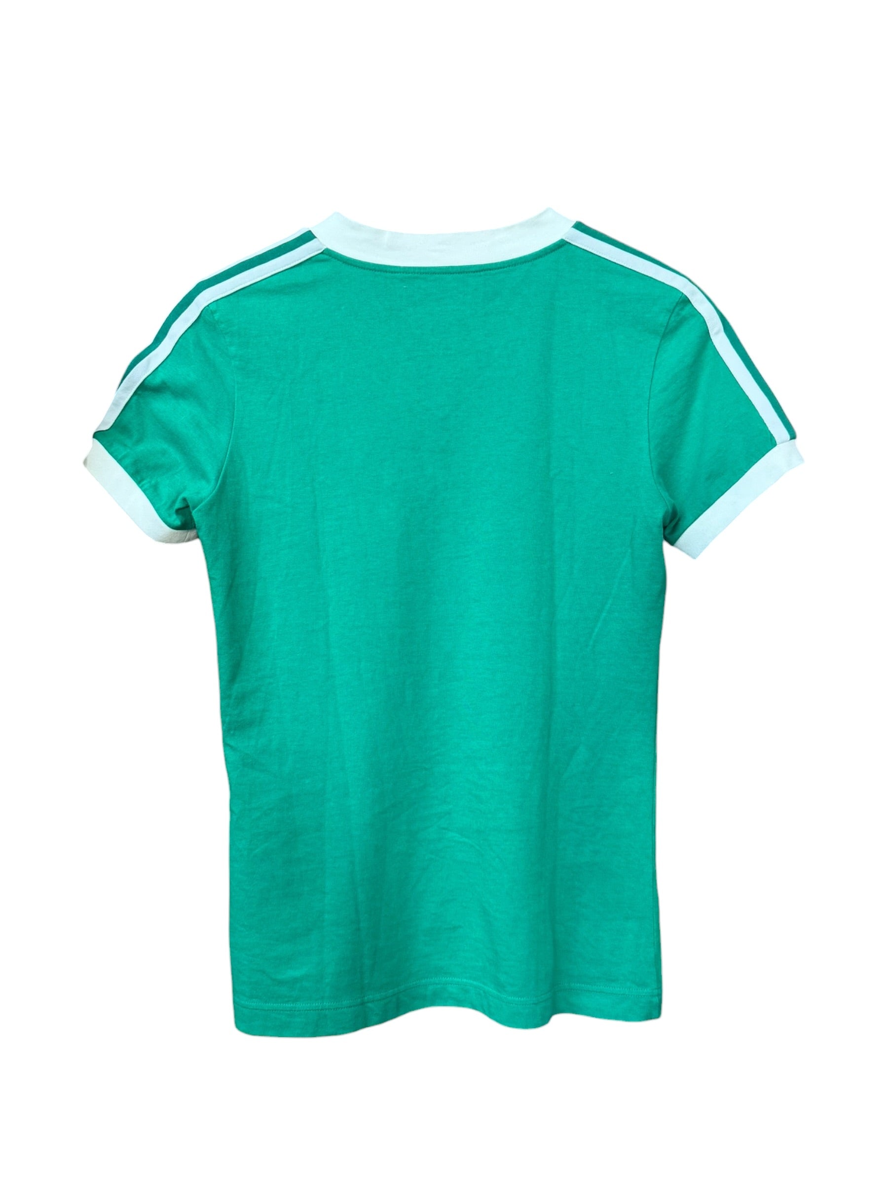 Gucci x Adidas Green Logo Print Jersey V-Neck T-Shirt