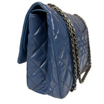 Chanel Blue Patent Quilted Jumbo Classic 2.55 Double Flap Bag 2011